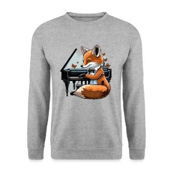Klassischer Fuchs - Unisex Pullover - Weißgrau meliert - Vorne - Alina (178cm) & Michal (187cm)