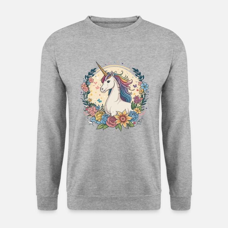Regenbogen-Magie - Unisex Pullover - Weißgrau meliert