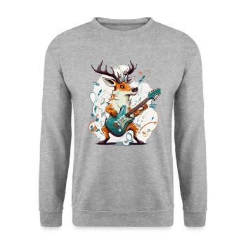 Rockin Hirsch - Unisex Pullover - Weißgrau meliert - Vorne - Alina (178cm) & Michal (187cm)