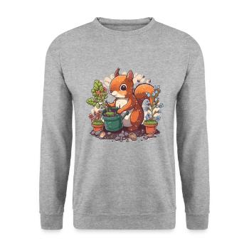 Squirrel Gardener - Unisex Sweatshirt - salt & pepper - Front - Alina (178cm) & Michal (187cm)