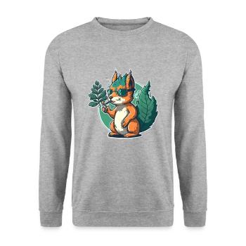 Stoner Squirrel - Unisex Sweatshirt - salt & pepper - Front - Alina (178cm) & Michal (187cm)