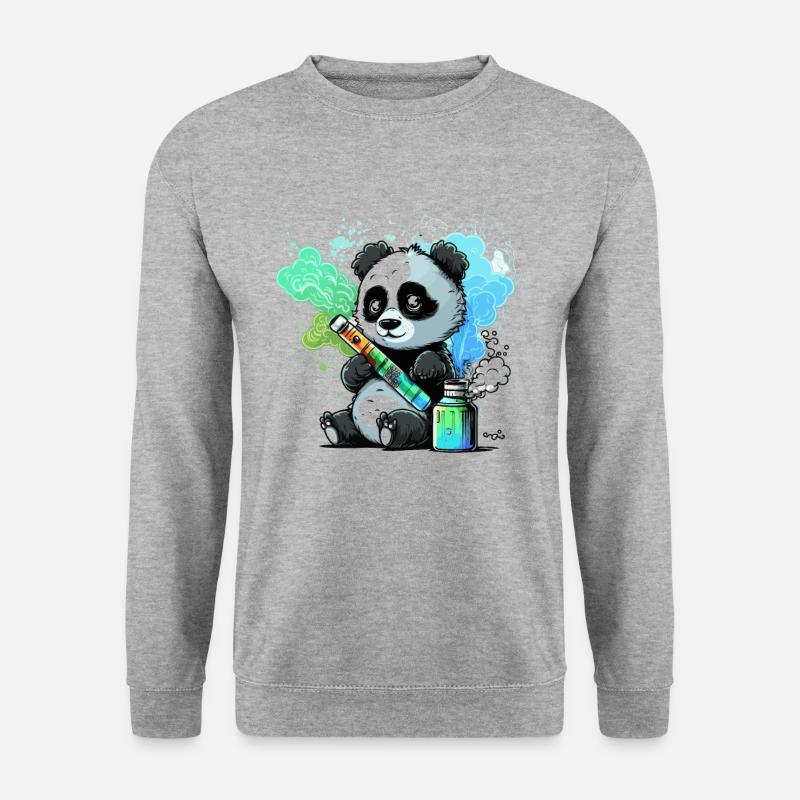 Panda Dampfer - Unisex Pullover - Weißgrau meliert