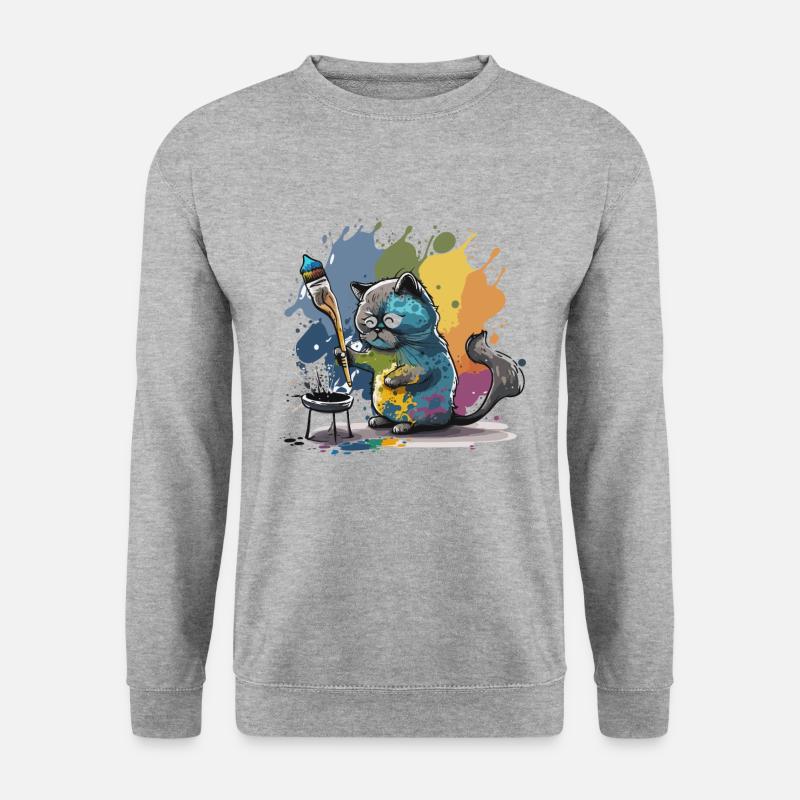 Katzenartige Kunstfertigkeit - Unisex Pullover - Weißgrau meliert