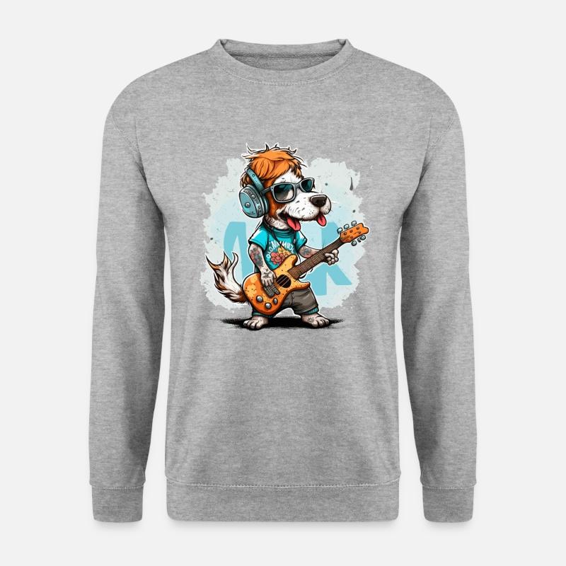 Rockin Hund - Unisex Pullover - Weißgrau meliert