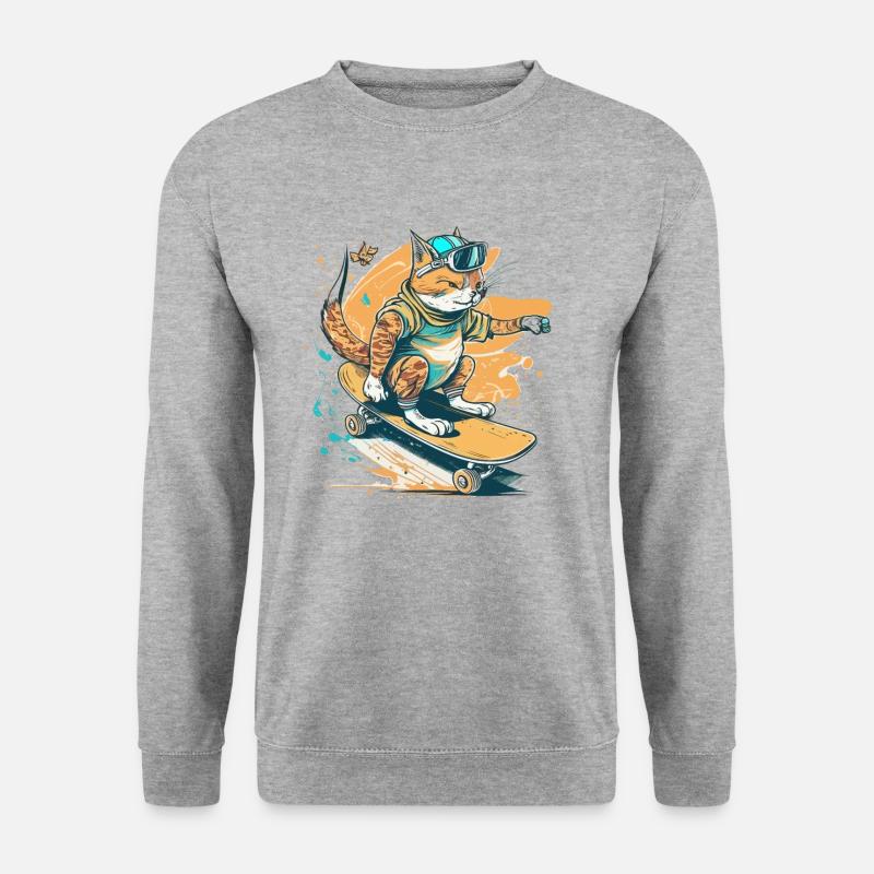 Katze an Bord - Unisex Pullover - Weißgrau meliert