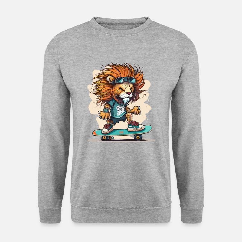 Lions-Rampe - Unisex Pullover - Weißgrau meliert