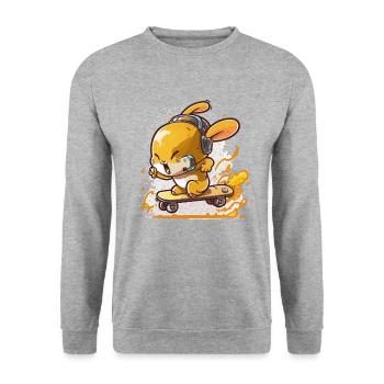 Kaninchen reiten - Unisex Pullover - Weißgrau meliert - Vorne - Alina (178cm) & Michal (187cm)