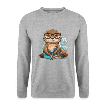Otterly Vertieft - Unisex Pullover - Weißgrau meliert - Vorne - Alina (178cm) & Michal (187cm)