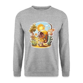 Das Abenteuer wartet auf Sie - Unisex Pullover - Weißgrau meliert - Vorne - Alina (178cm) & Michal (187cm)