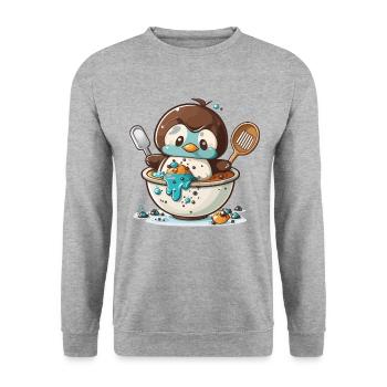 Penguin Pastry - Unisex Sweatshirt - salt & pepper - Front - Alina (178cm) & Michal (187cm)