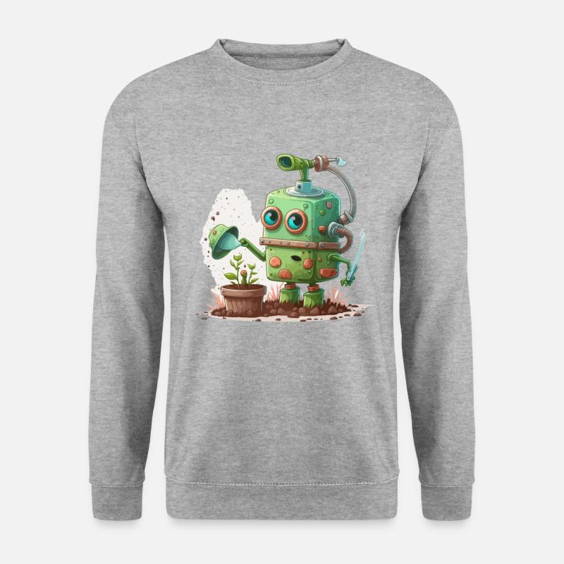 Grüner Daumen, Metallfinger - Unisex Pullover - Weißgrau meliert