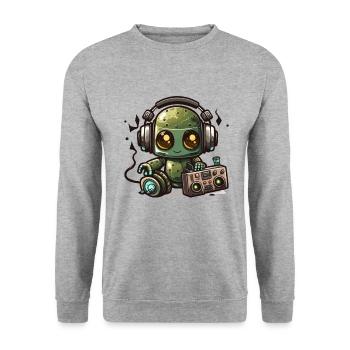 Beats und Bots - Unisex Pullover - Weißgrau meliert - Vorne - Alina (178cm) & Michal (187cm)