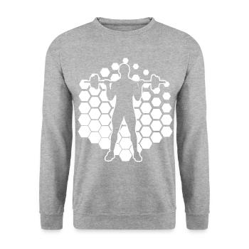 Musculation, Haltérophilie, Fitness, Cardio - Sweat-shirt Unisexe - gris chiné - Devant - Alina (178cm) & Michal (187cm)