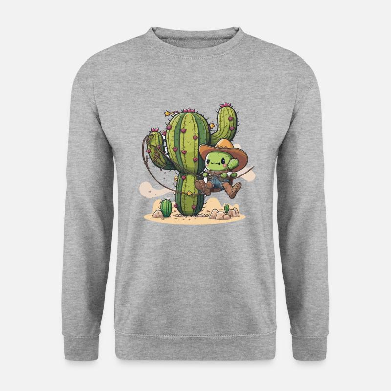 Kaktus-Rodeo - Unisex Pullover - Weißgrau meliert