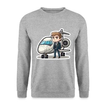 The Aviator - Unisex Sweatshirt - salt & pepper - Front - Alina (178cm) & Michal (187cm)