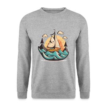 Der nautische Abenteurer - Unisex Pullover - Weißgrau meliert - Vorne - Alina (178cm) & Michal (187cm)