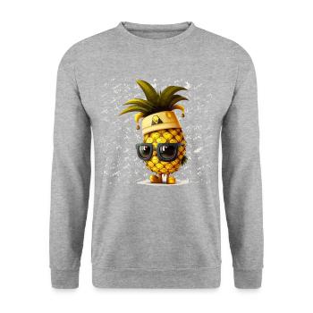 Ananas-Paradies - Unisex Pullover - Weißgrau meliert - Vorne - Alina (178cm) & Michal (187cm)