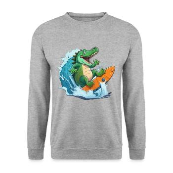 Croco sur la plage - Sweat-shirt Unisexe - gris chiné - Devant - Alina (178cm) & Michal (187cm)