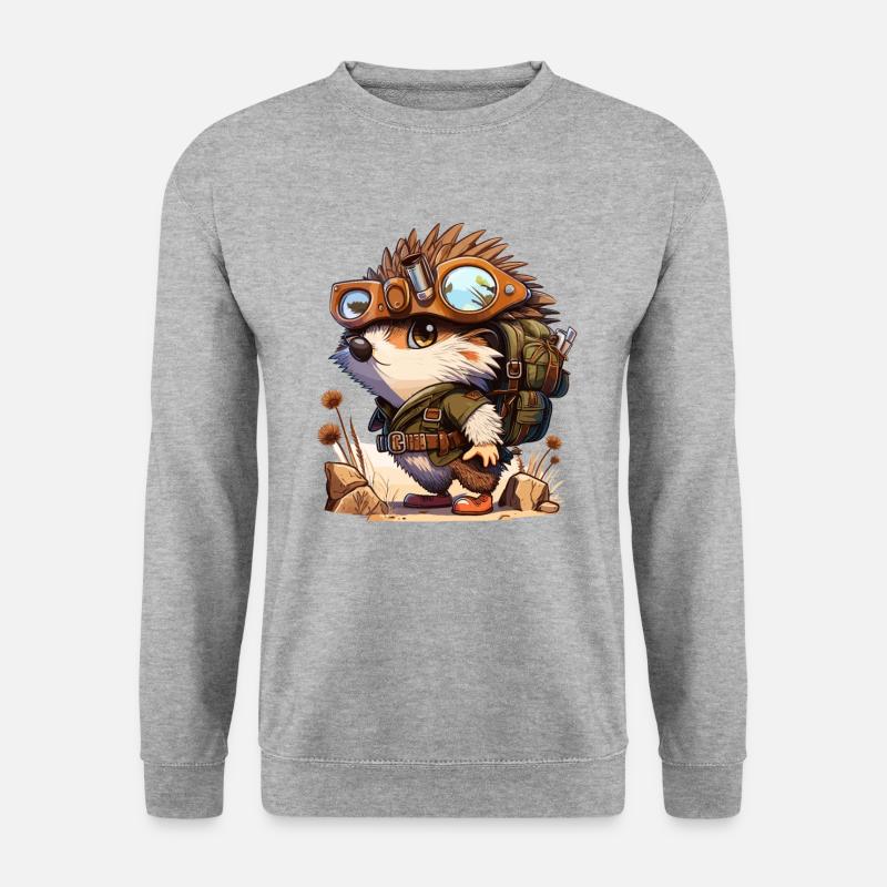 Igel-Abenteuer - Unisex Pullover - Weißgrau meliert