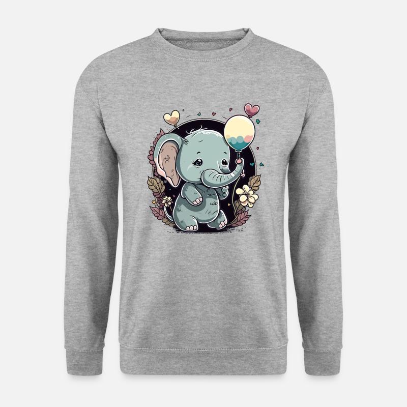 Baby-Elefanten-Liebe - Unisex Pullover - Weißgrau meliert