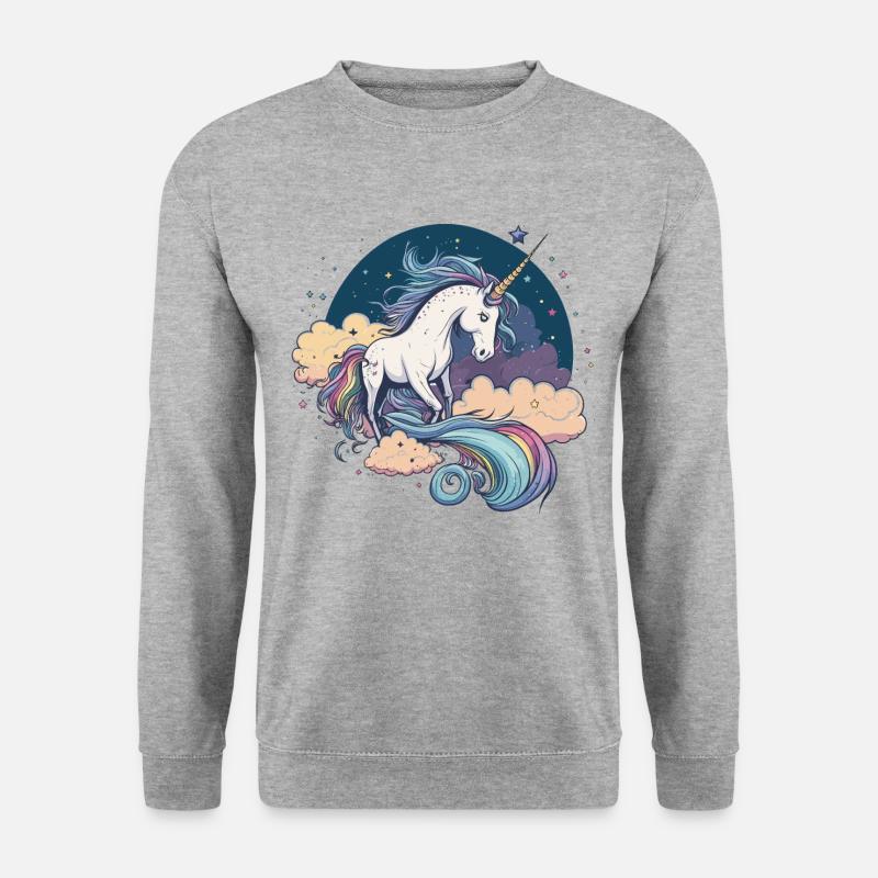 Regenbogen-Einhorn - Unisex Pullover - Weißgrau meliert
