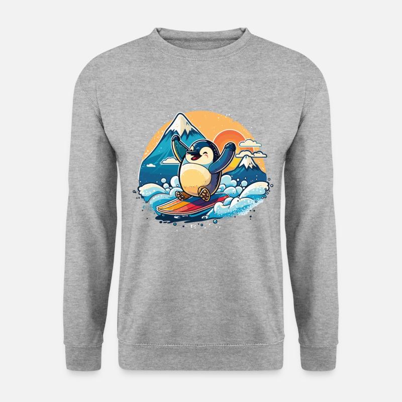 Glücklicher Pinguin - Unisex Pullover - Weißgrau meliert