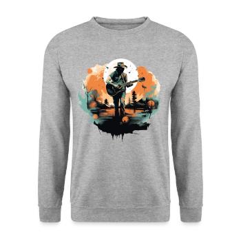 guitariste, guitariste, chanteur, musique country, vintage - Sweat-shirt Unisexe - gris chiné - Devant - Alina (178cm) & Michal (187cm)