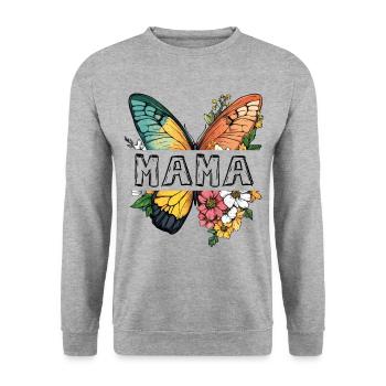 Maman papillon fleurs Meilleure maman Fête des mères - Sweat-shirt Unisexe - gris chiné - Devant - Alina (178cm) & Michal (187cm)