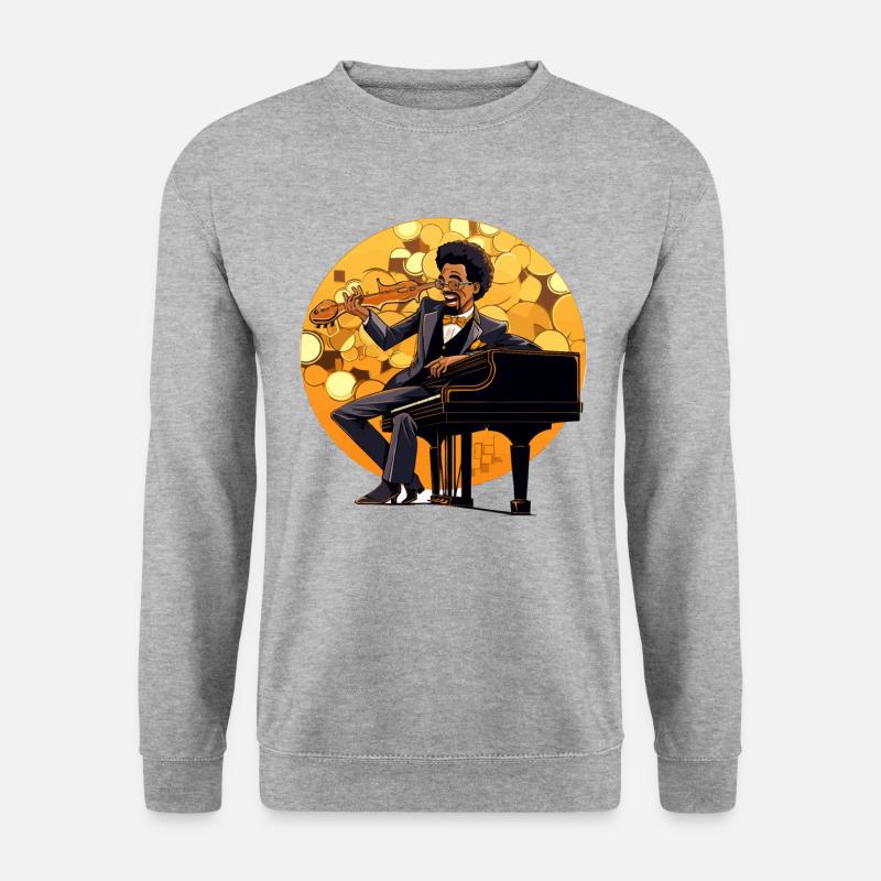 Piano-Zauberin - Unisex Pullover - Weißgrau meliert