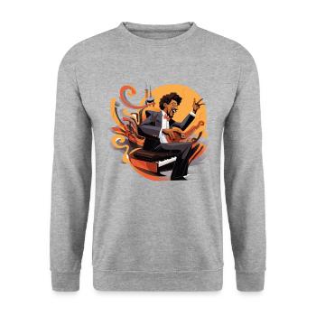 Meister des Klaviers - Unisex Pullover - Weißgrau meliert - Vorne - Alina (178cm) & Michal (187cm)