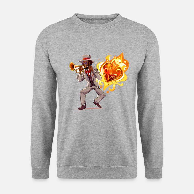 Trompeten-Virtuose - Unisex Pullover - Weißgrau meliert