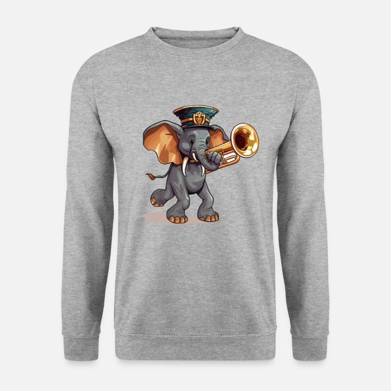 Elefanten-Maestro - Unisex Pullover - Weißgrau meliert