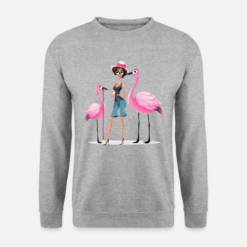 Designer Flamingle - Unisex Pullover - Weißgrau meliert