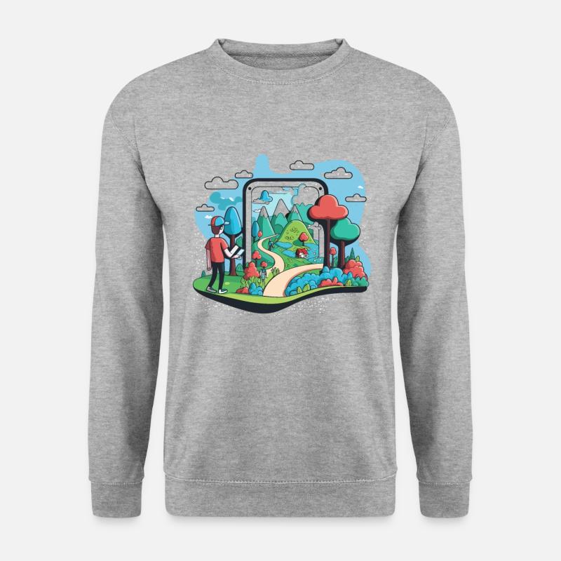 Augmented-Reality-Erkundung - Unisex Pullover - Weißgrau meliert