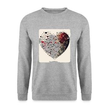 Melodies of Love: A Whimsical Cartoon Design - Unisex Sweatshirt - salt & pepper - Front - Alina (178cm) & Michal (187cm)