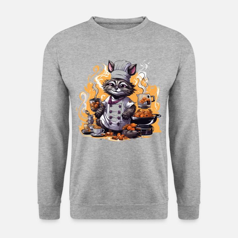 Der Koffein-Kochkünstler - Unisex Pullover - Weißgrau meliert