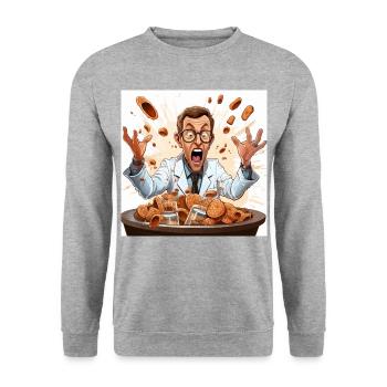 The Caffeine Mad Scientist - Unisex Sweatshirt - salt & pepper - Front - Alina (178cm) & Michal (187cm)