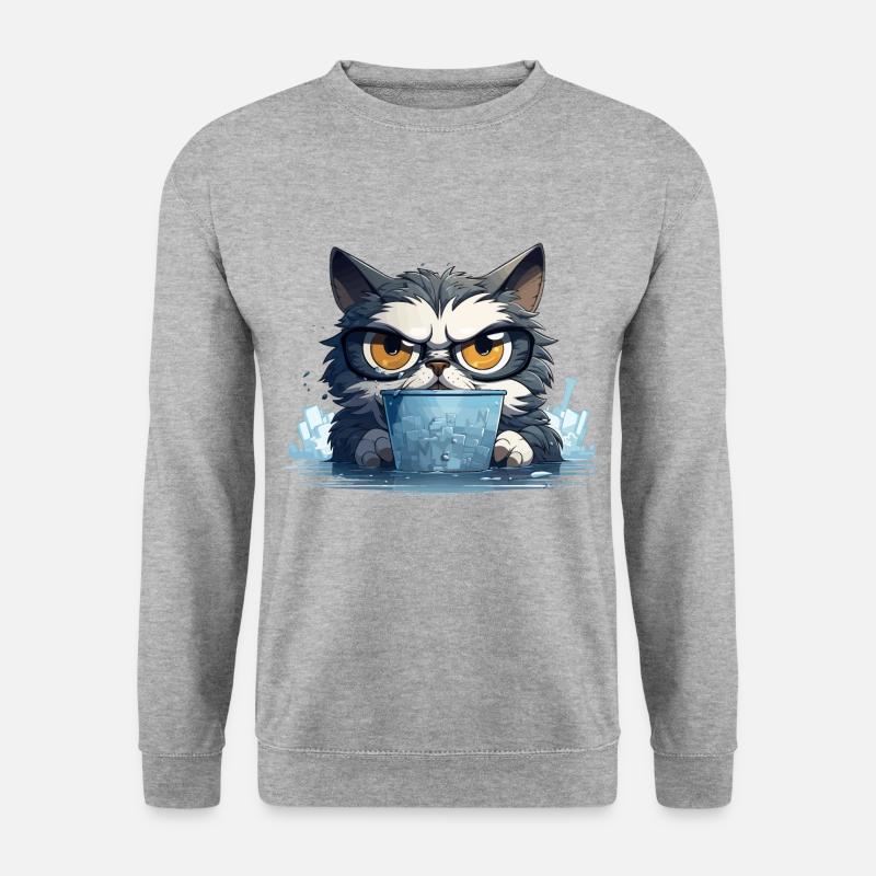 Das Koffein-Incognicat - Unisex Pullover - Weißgrau meliert