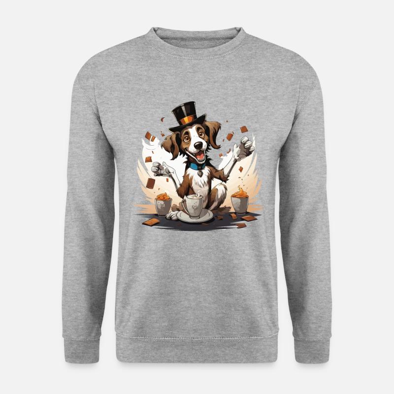 Der Koffein-Magier - Unisex Pullover - Weißgrau meliert