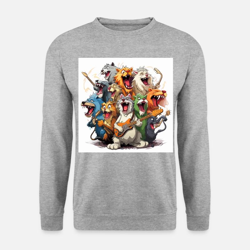 Die Tontauben-Tierband - Unisex Pullover - Weißgrau meliert