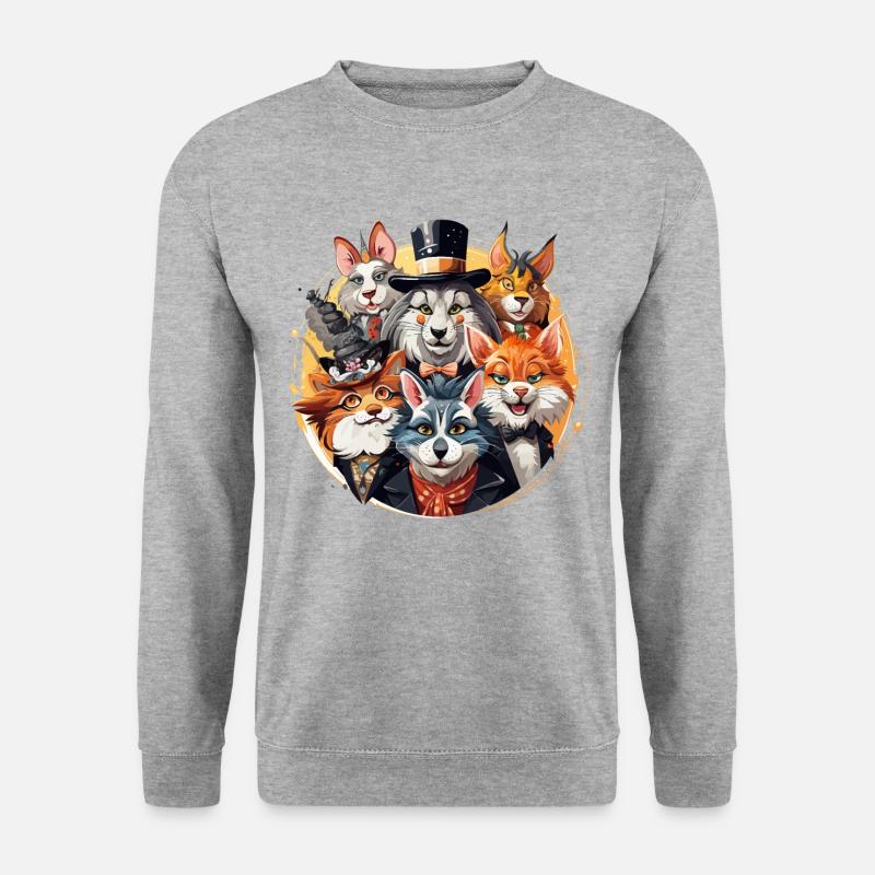 Der Tiermaskerade-Wahnsinn - Unisex Pullover - Weißgrau meliert