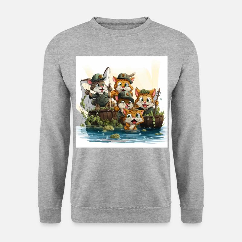 Die skurrile Angelexpedition - Unisex Pullover - Weißgrau meliert