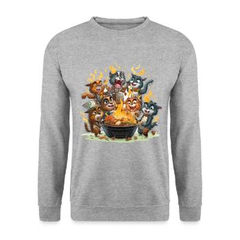 The BBQ Brouhaha - Unisex Sweatshirt - salt & pepper - Front - Alina (178cm) & Michal (187cm)