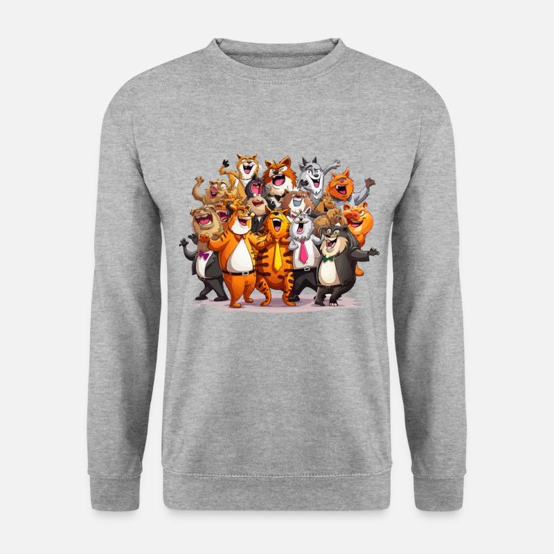 Die Groovy Zoo Crew - Unisex Pullover - Weißgrau meliert