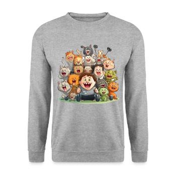 The Fit and Funny Crew - Unisex Sweatshirt - salt & pepper - Front - Alina (178cm) & Michal (187cm)
