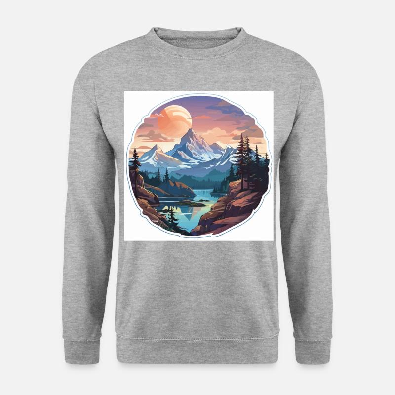 Gipfel-Gelassenheit - Unisex Pullover - Weißgrau meliert