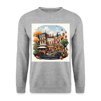 Marktstimmung - Unisex Pullover - Weißgrau meliert - Vorne - Alina (178cm) & Michal (187cm)