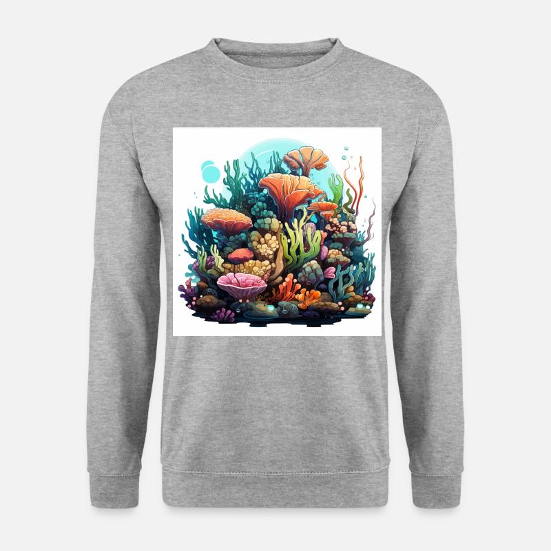 Tropischer Wandteppich - Unisex Pullover - Weißgrau meliert