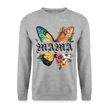 Maman papillon fleurs Meilleure maman Fête des mères - Sweat-shirt Unisexe - gris chiné - Devant - Alina (178cm) & Michal (187cm)