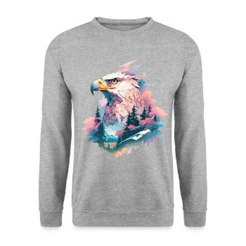 Eagle Head, Nature, Nature sauvage, Forêt, Arbres, Montagnes - Sweat-shirt Unisexe - gris chiné - Devant - Alina (178cm) & Michal (187cm)